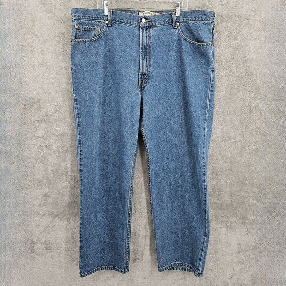 Levis 550 Relaxed Fit Jeans 44x30 Medium Blue Wash Cotton Denim Baggy Taper Plus - Picture 1 of 11